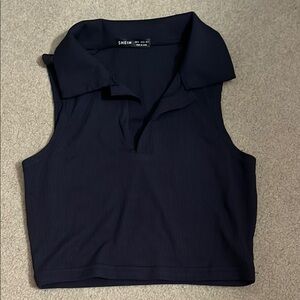 SHEIN Blue Fitted Crop Tank Top